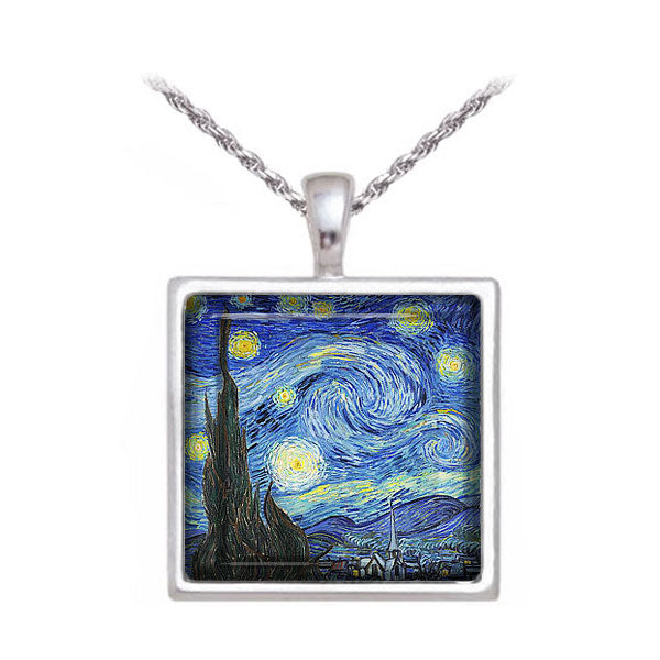 Starry Night Necklace Shown with Silver Chain Option