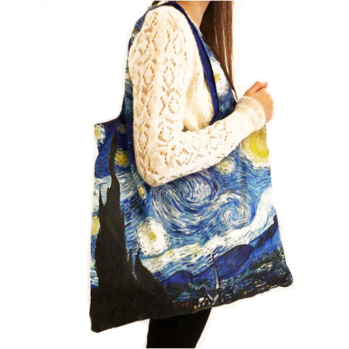 Van Gogh Reusable Shopping Tote being used.