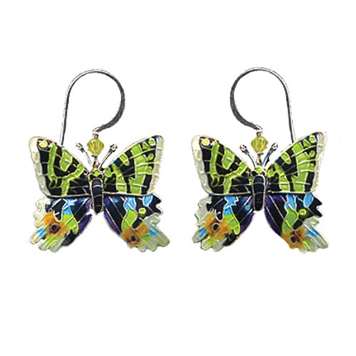 Cloisonne Sunset Moth Butterfly Earrings