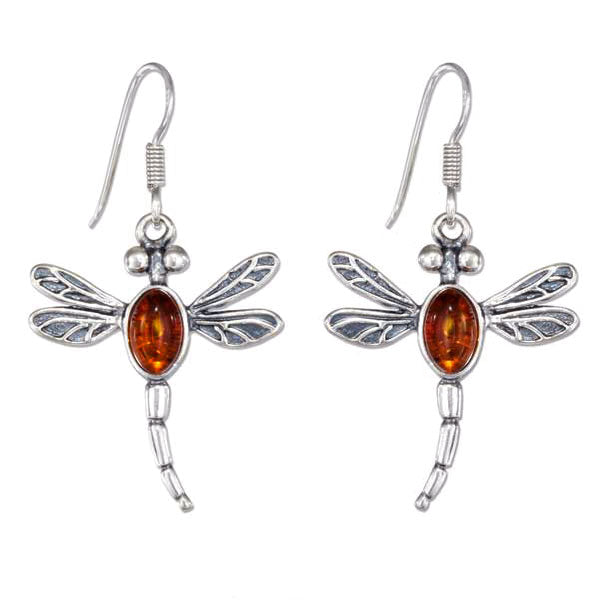 Baltic Amber Dragonfly Earrings