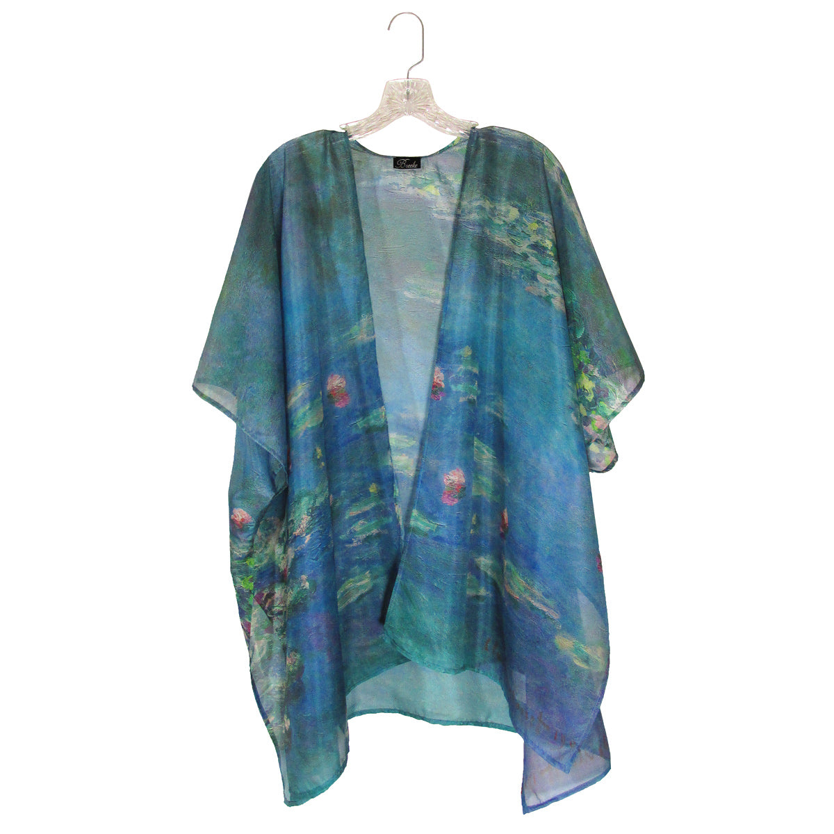 Light blue and green kimono with Monet's Water Lilies print
