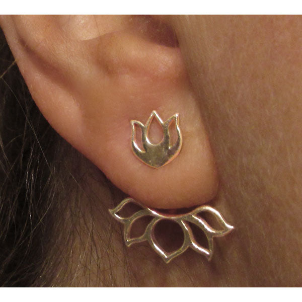 Water Lily Earrings Jacket on Model 