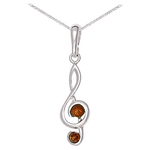 Silver and Amber Music Necklace