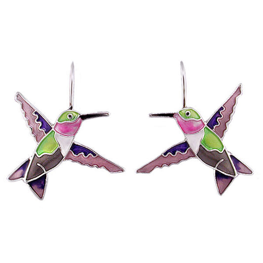 Ruby Throat Hummingbird Earrings
